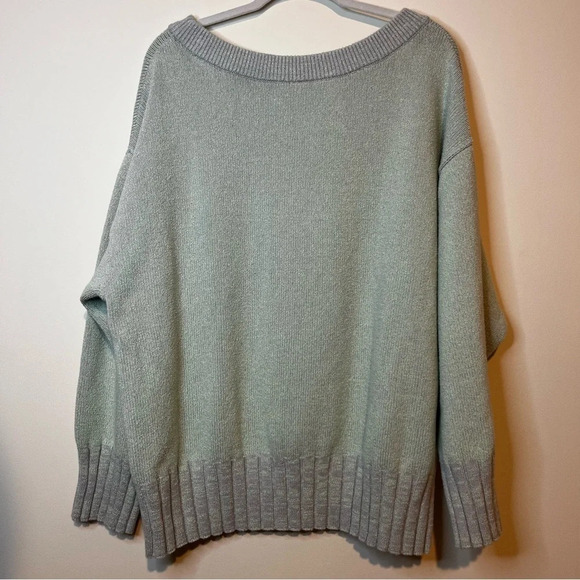 FREE PEOPLE Street Fair Lime Grey Oversized Tunic Sweater - Picture 7 of 10